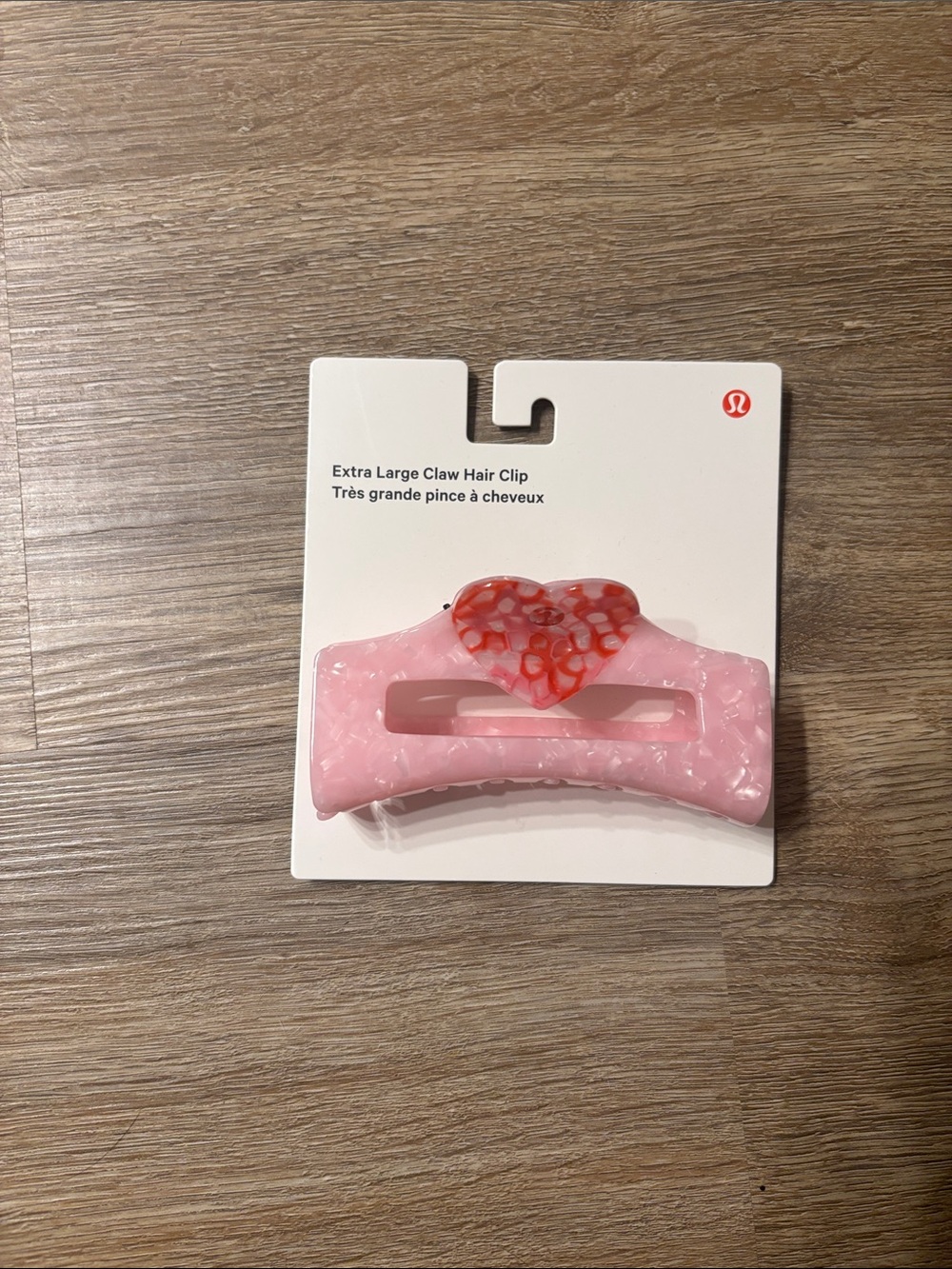 lululemon athletica Pink Claw Hair Clip with Red-Pink Heart Accent